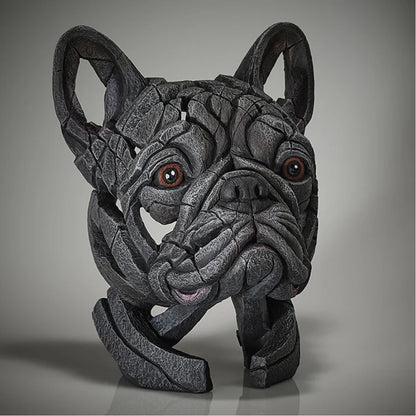 French Bulldog Bust Blue Sculpture | Edge Sculpture Matt Buckley Hand-Painted Marble Resin 31cm