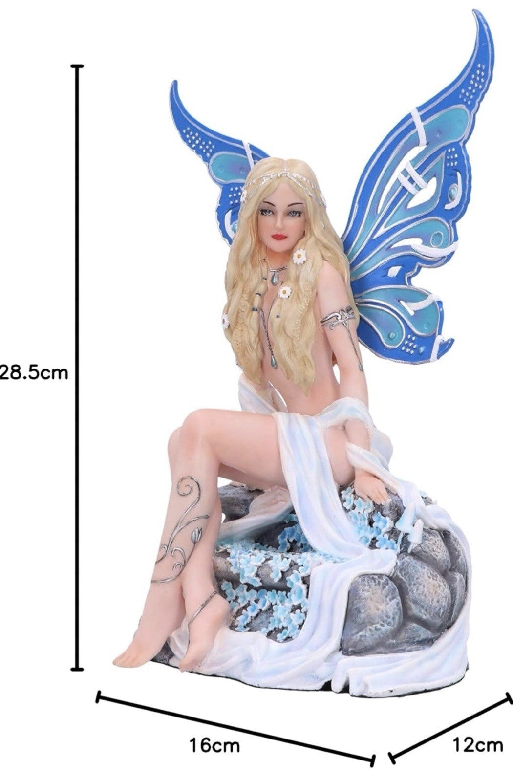 Nemesis Now Jewelled Fairy Sapphire Blue Resin Figurine 28.5cm | Fantasy Crystal Fairy Sculpture