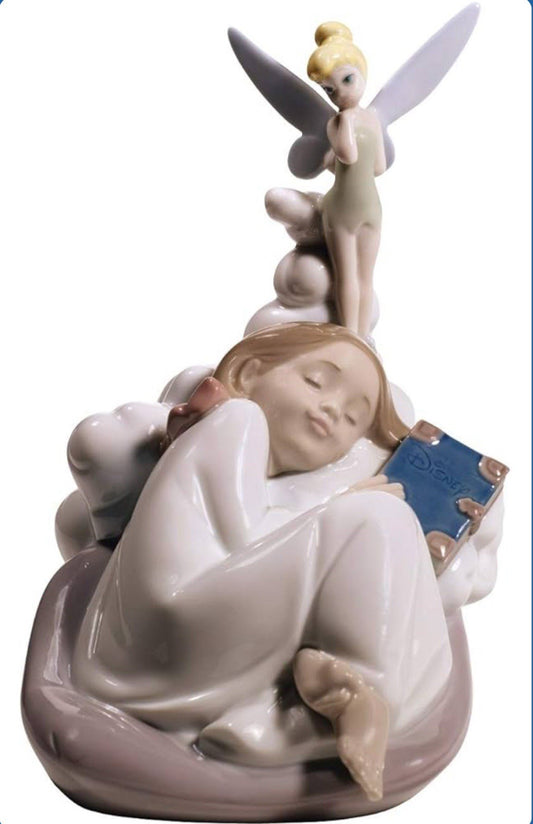 NAO by Lladro Dreaming of Tinker Bell Porcelain Disney | Hand-Painted Porcelain Figurine | MPN 02001679 | Made in Spain | New Boxed