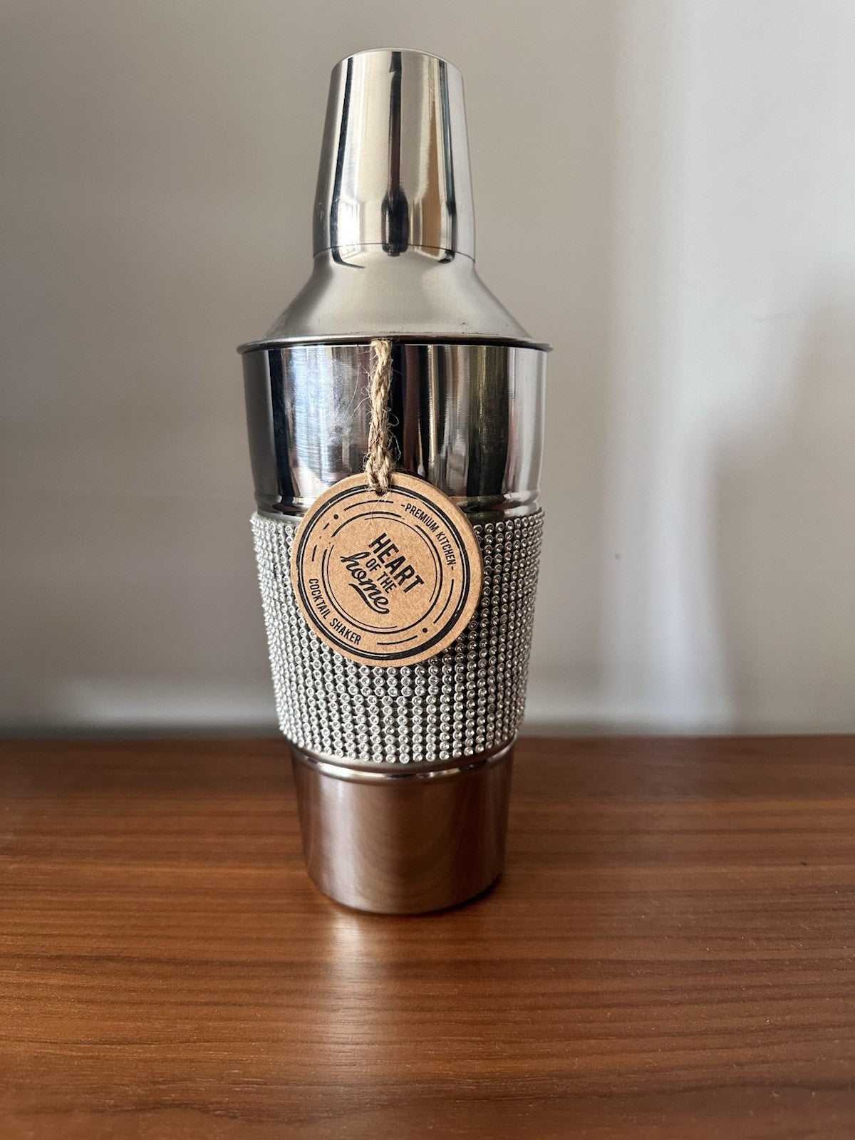 Retro Art Deco Crystal Cocktail Shaker 26cm | Diamanté Stainless Steel | Glamorous Home Bar Gift