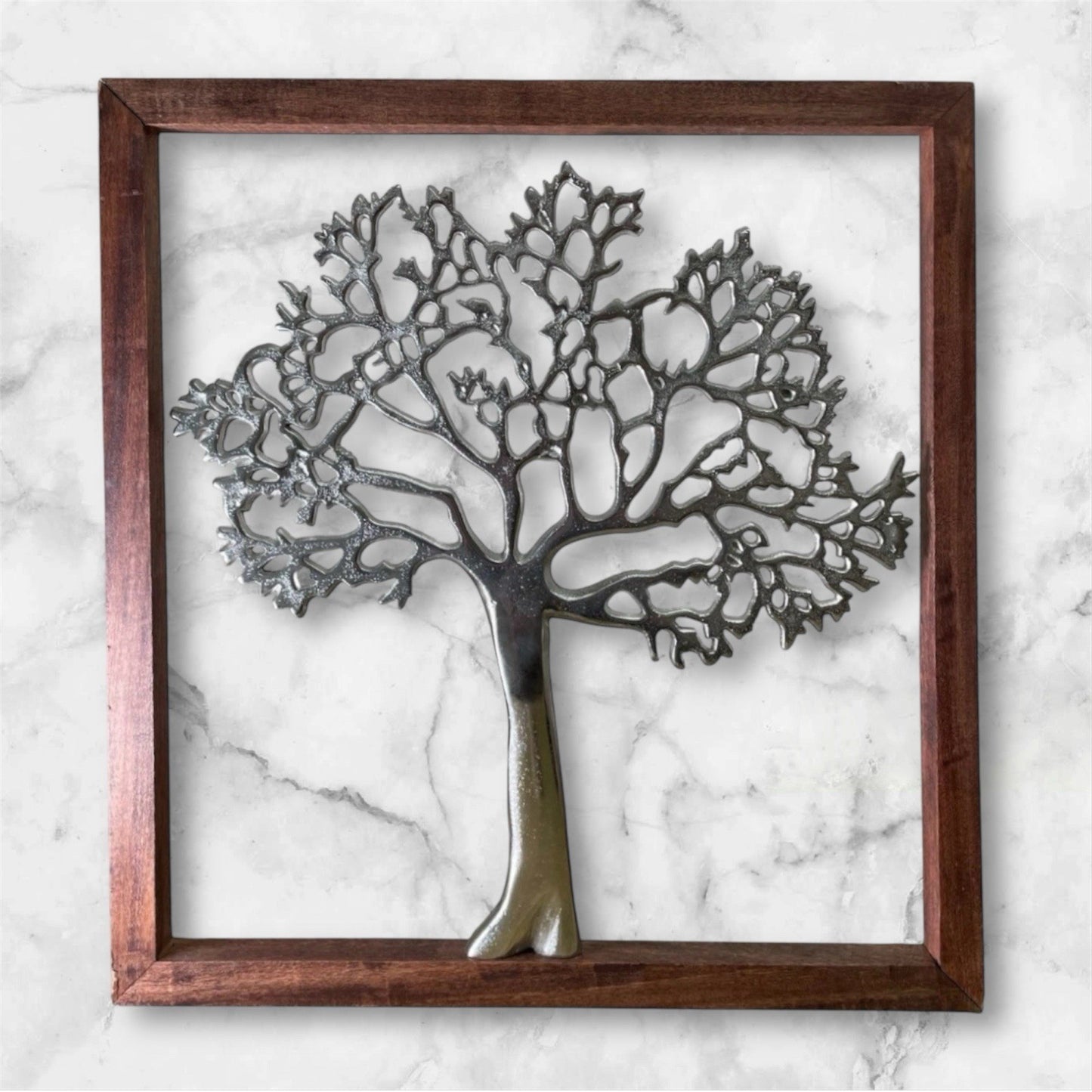 Silver Tree of Life Wall Art Metal Sculpture | Wall Mounted Plaque | 46.5cm | Glass2Decor
