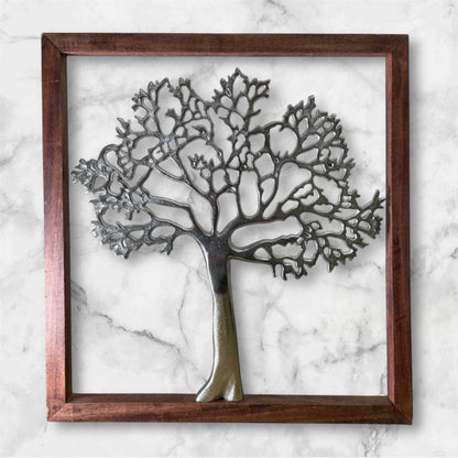Silver Tree of Life Wall Art Metal Sculpture | Wall Mounted Plaque | 46.5cm | Glass2Decor