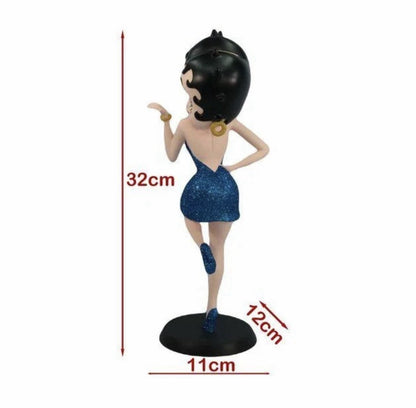 Betty Boop Blue Glitter Blowing Kisses Collectible Figurine 32cm | Hand-Painted Resin Statue