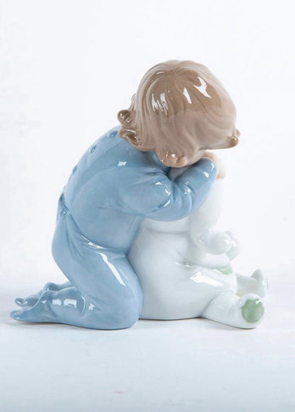 NAO by Lladro Good Night Kiss Teddy | Hand-Painted Porcelain Figurine | MPN 02001408 | Made in Spain | New Boxed