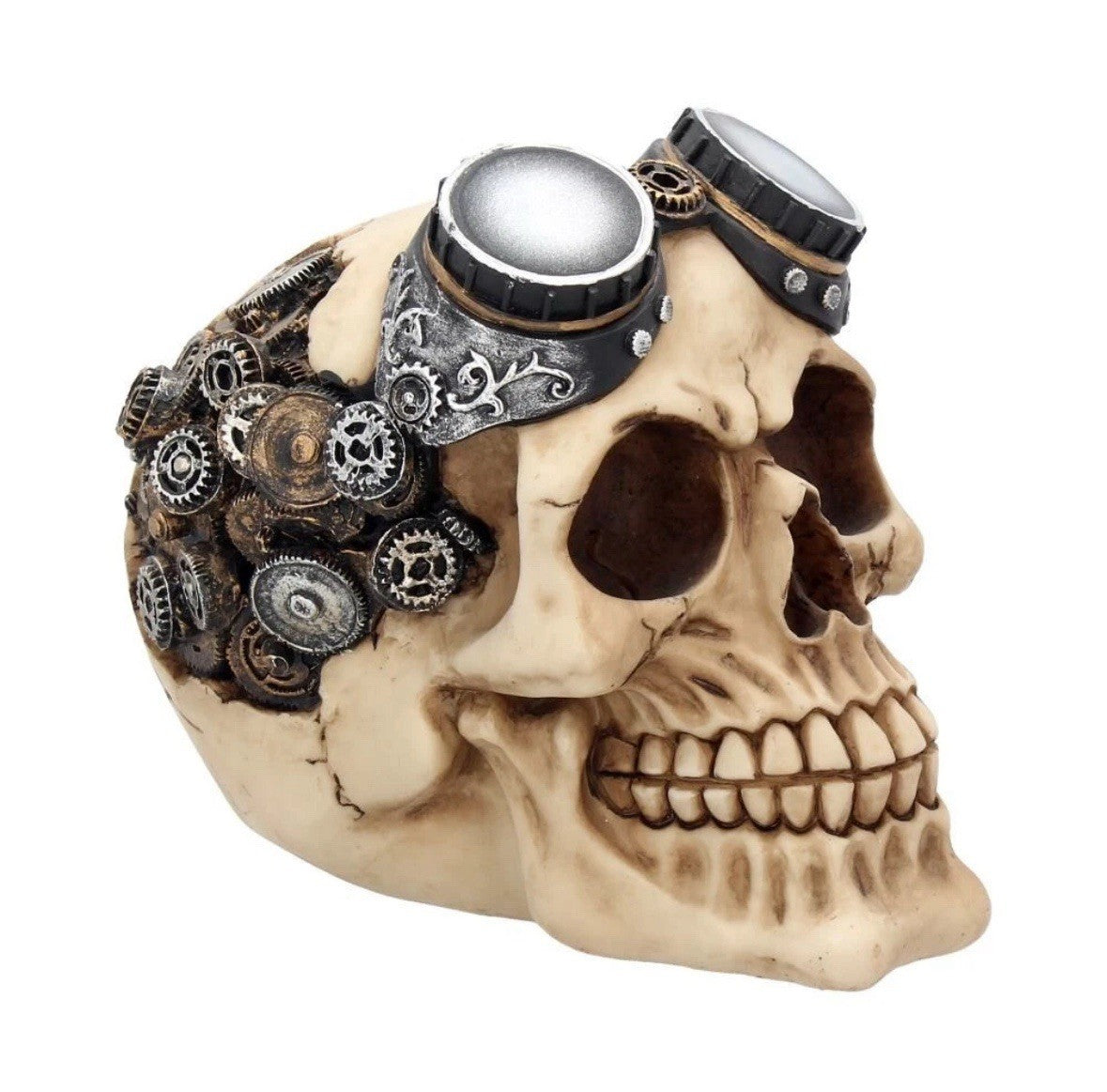 Nemesis Now Goggles Steampunk Skull Resin Figurine 15cm | Gothic Fantasy Skull Ornament