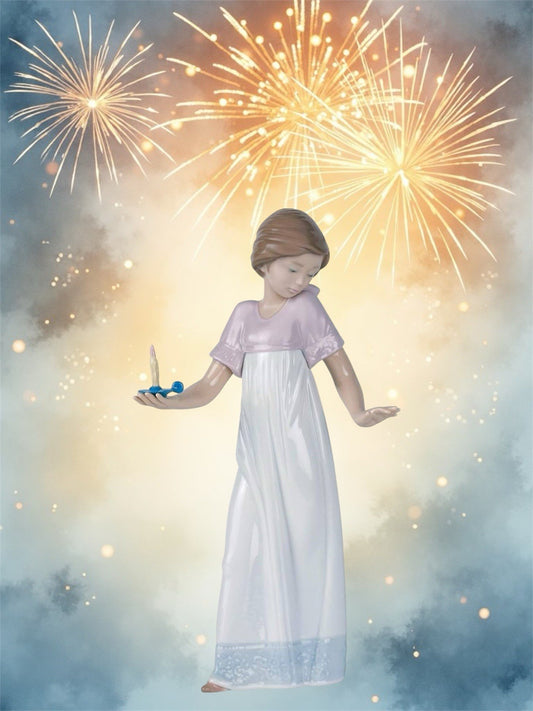 NAO by Lladro Girl with Candle to Light the Way Porcelain Figurine Lladro | Hand-Painted Porcelain Figurine | MPN 02001155 | Made in Spain | New Boxedadro