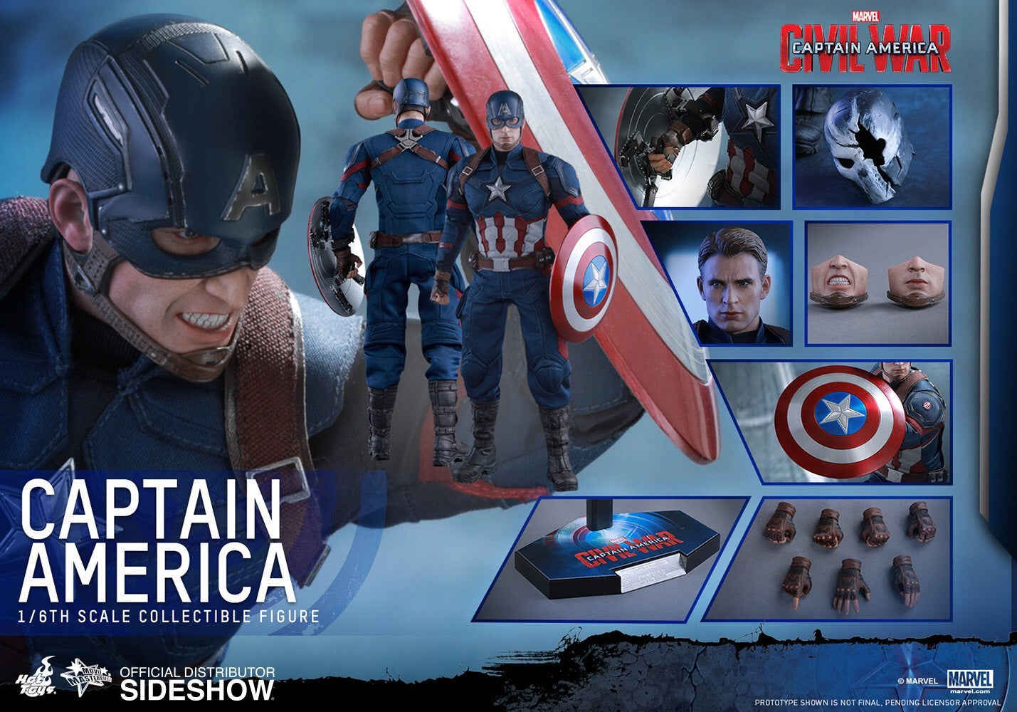 Hot Toys Captain America Civil War 1:6 Scale Figure | Steve Rogers Chris Evans MMS350 Marvel