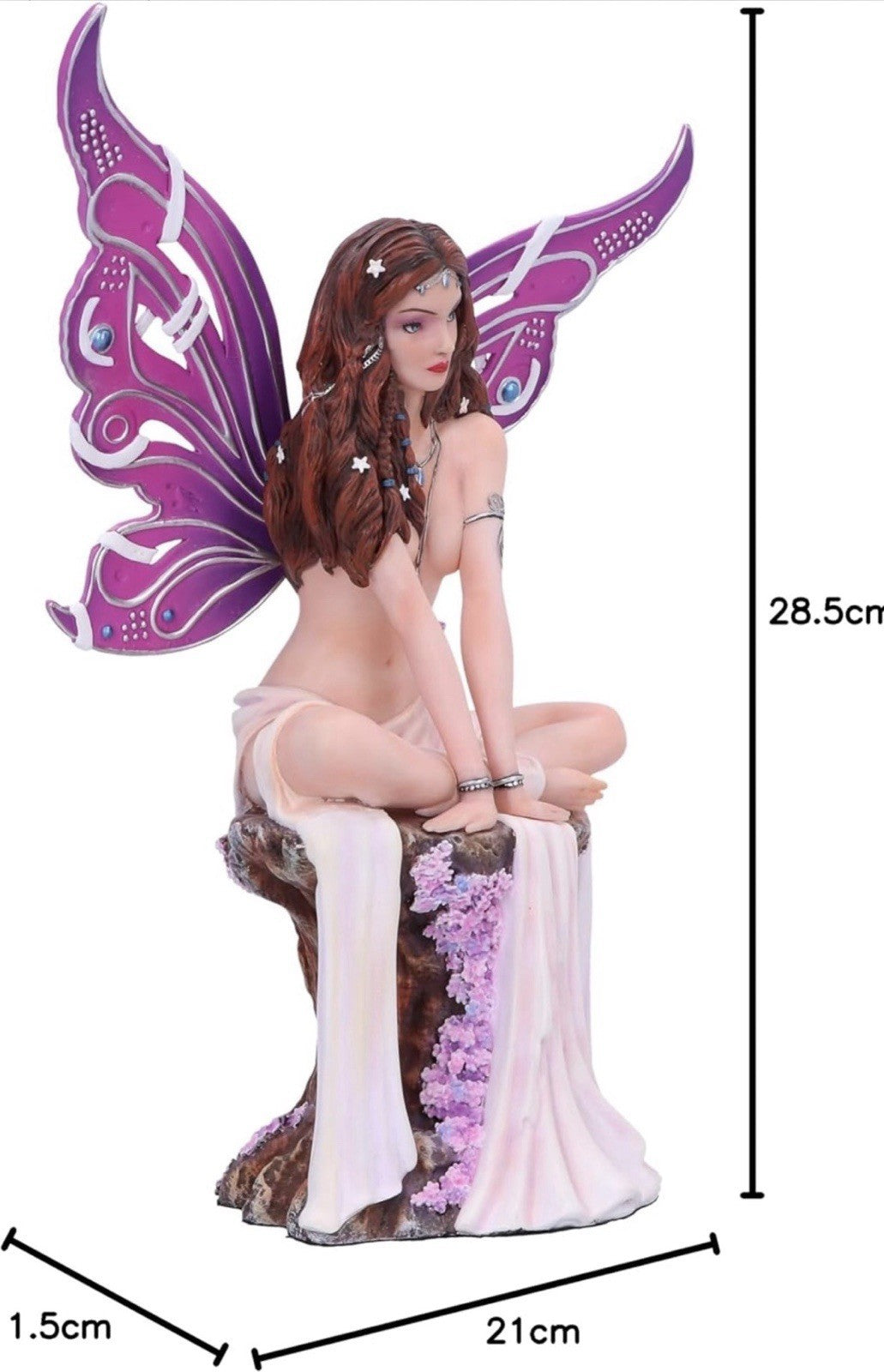 Nemesis Now Jewelled Fairy Amethyst Resin Figurine 28.5cm | Fantasy Crystal Fairy Sculpture Pink Purple
