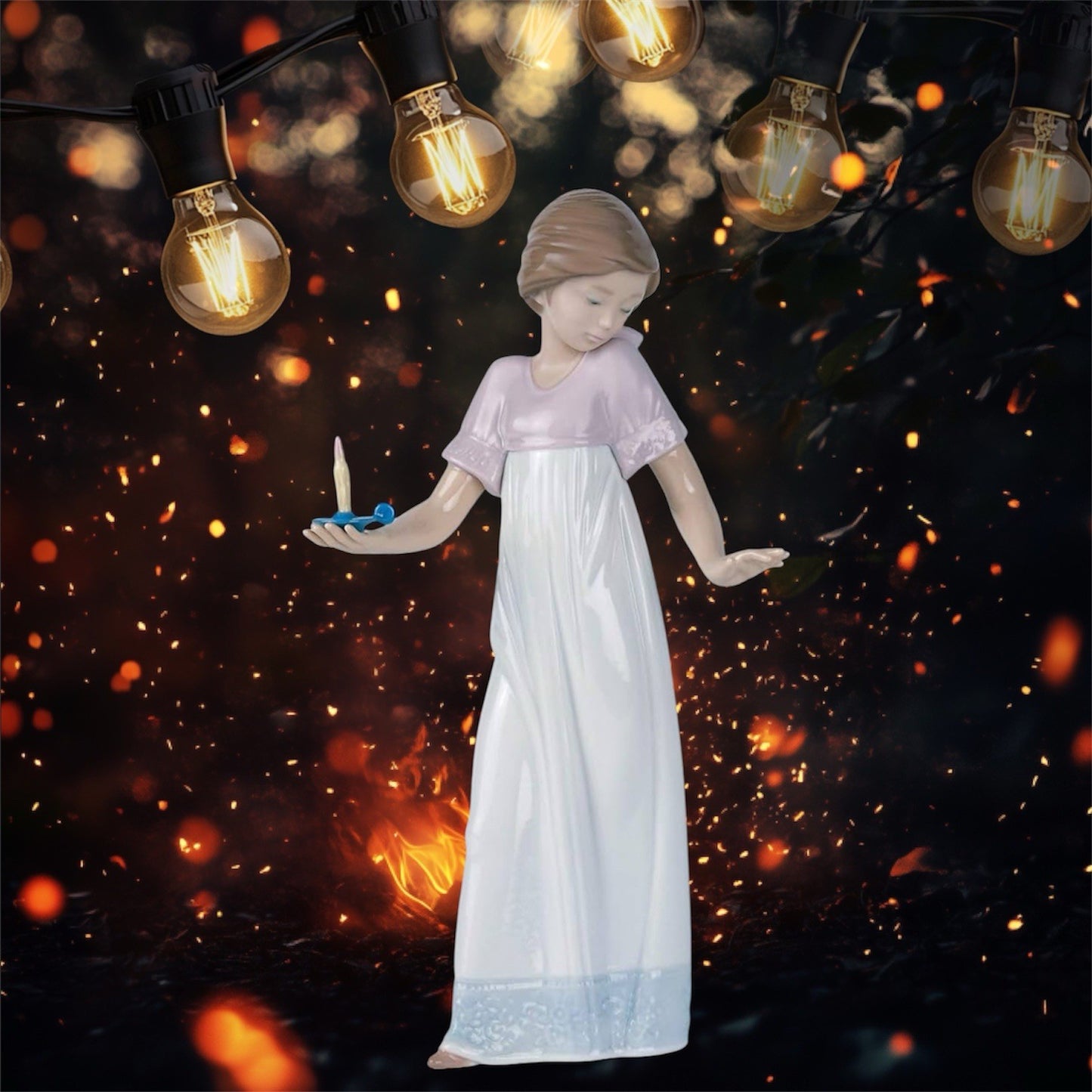 NAO by Lladro Girl with Candle to Light the Way Porcelain Figurine Lladro | Hand-Painted Porcelain Figurine | MPN 02001155 | Made in Spain | New Boxedadro