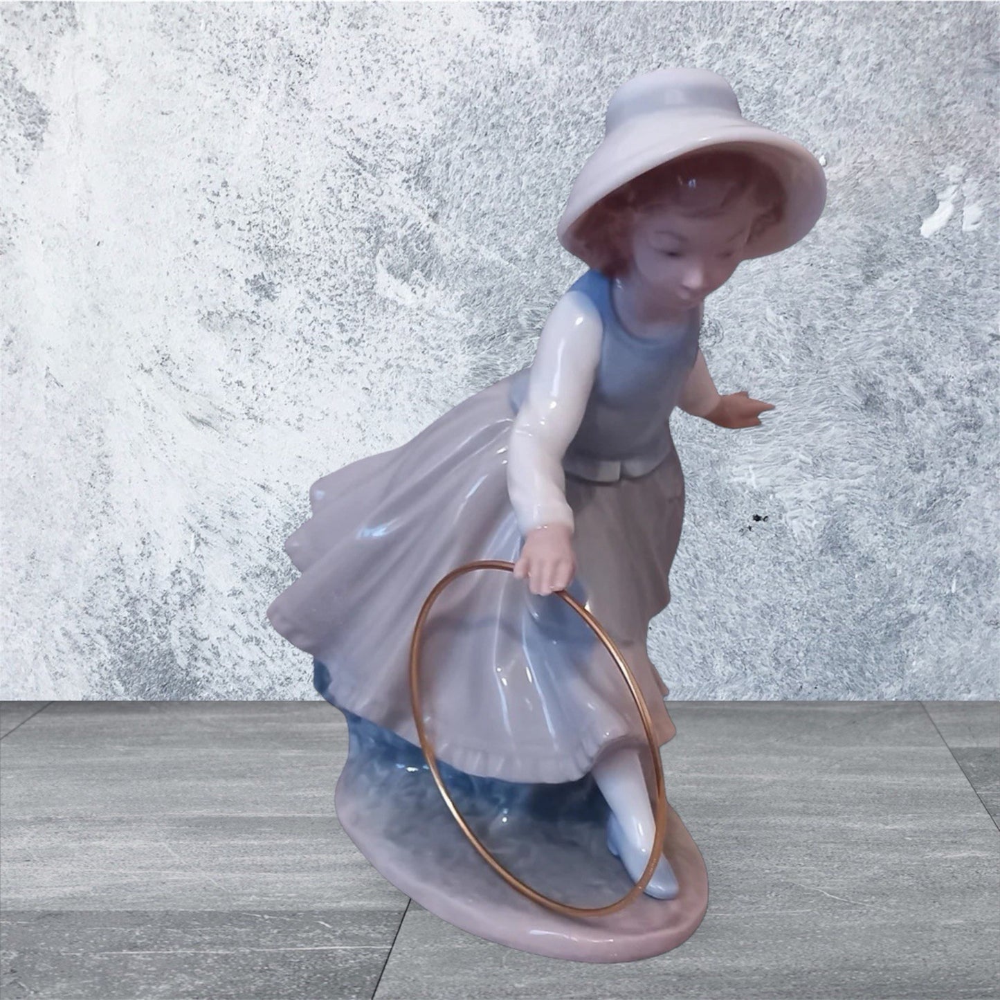 NAO by Lladro Girl with Hoop Classic Vintage Style | Hand-Painted Porcelain Figurine | Made in Spain | New Boxed