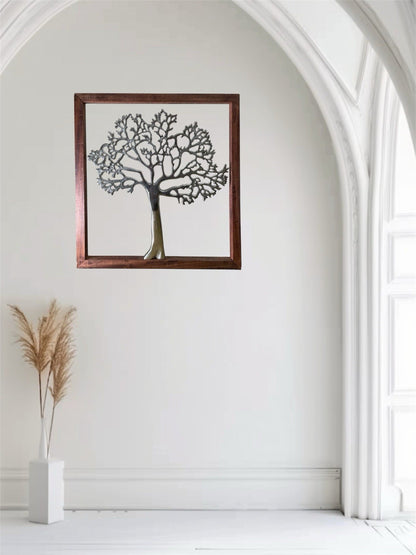 Silver Tree of Life Wall Art Metal Sculpture | Wall Mounted Plaque | 46.5cm | Glass2Decor