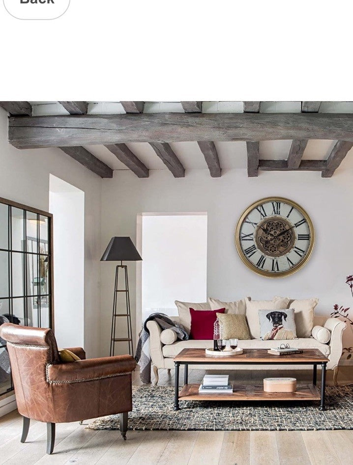 Large Skeleton Wall Clock | Moving Cogs & Gears | 26" Gold Distressed Venetian | Silent Sweep Quartz | Roman Numerals