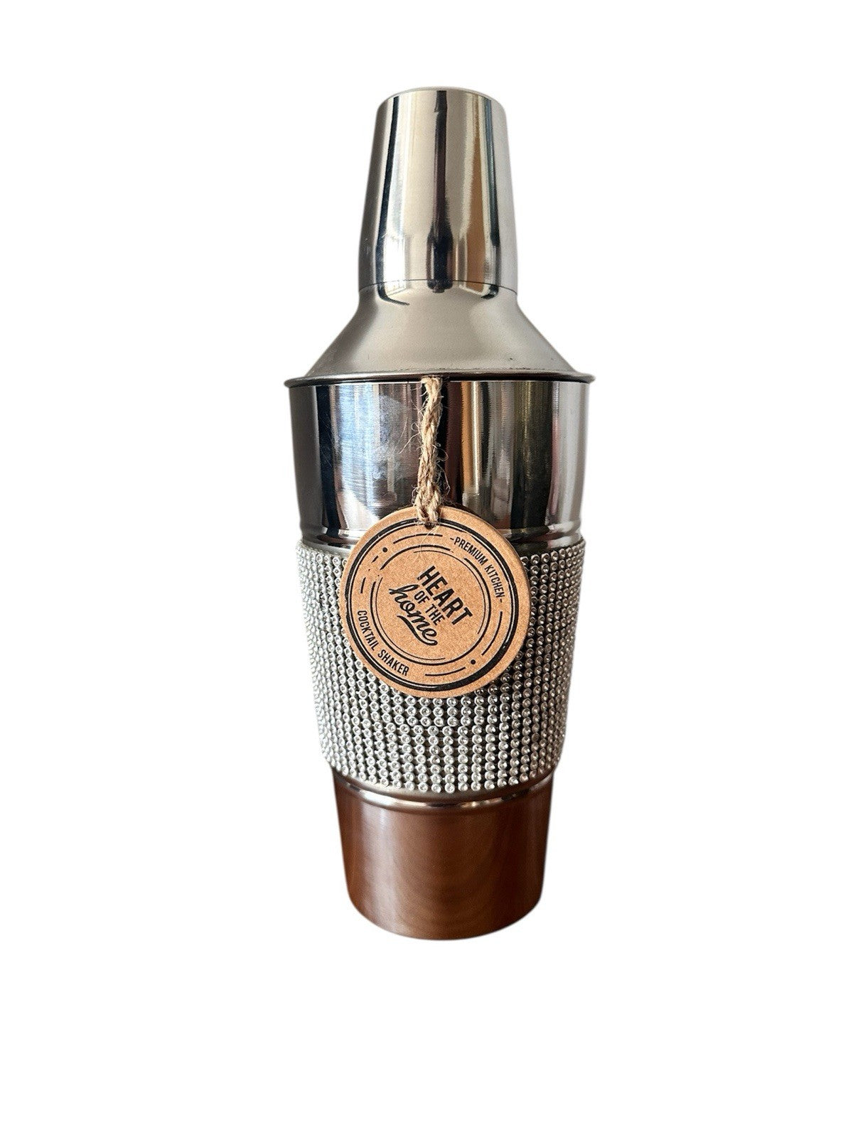 Retro Art Deco Crystal Cocktail Shaker 26cm | Diamanté Stainless Steel | Glamorous Home Bar Gift