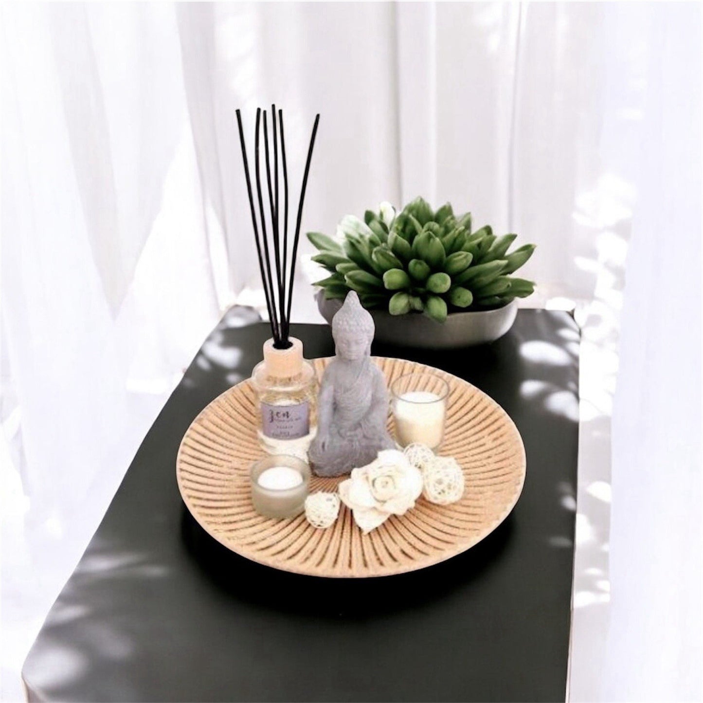 Buddha Reed Diffuser and Votive Candle Gift Set | Mimosa Scent | 31cm | New