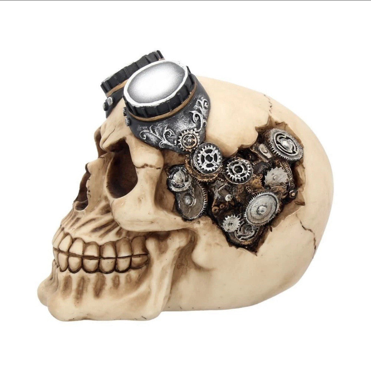 Nemesis Now Goggles Steampunk Skull Resin Figurine 15cm | Gothic Fantasy Skull Ornament