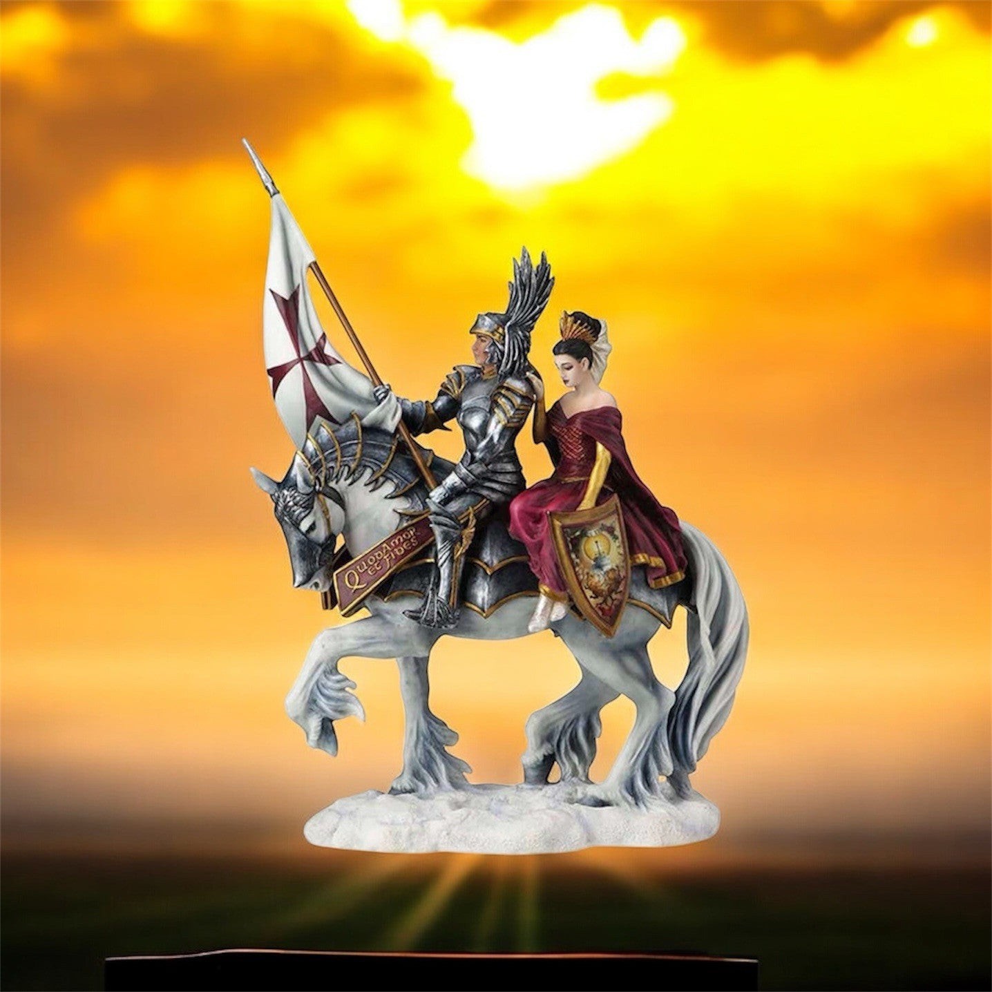 Nemesis Now Faith Templar Knight on Horseback Figurine 35cm | Ruth Thompson Historical Sculpture