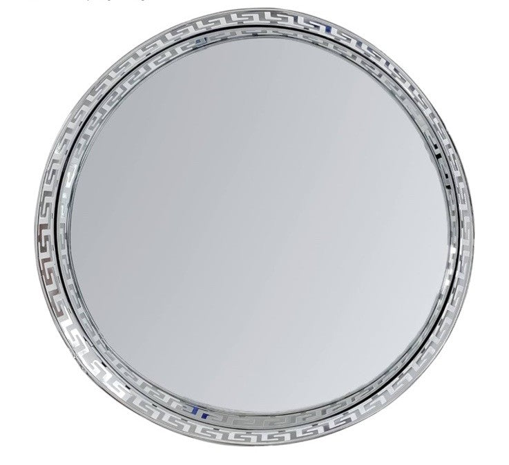 Large Round Silver Mirror Tray 32cm | Heavy Solid Metal | Designer Style Vanity Serving Tray