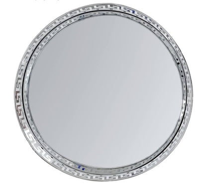 Large Round Silver Mirror Tray 32cm | Heavy Solid Metal | Designer Style Vanity Serving Tray