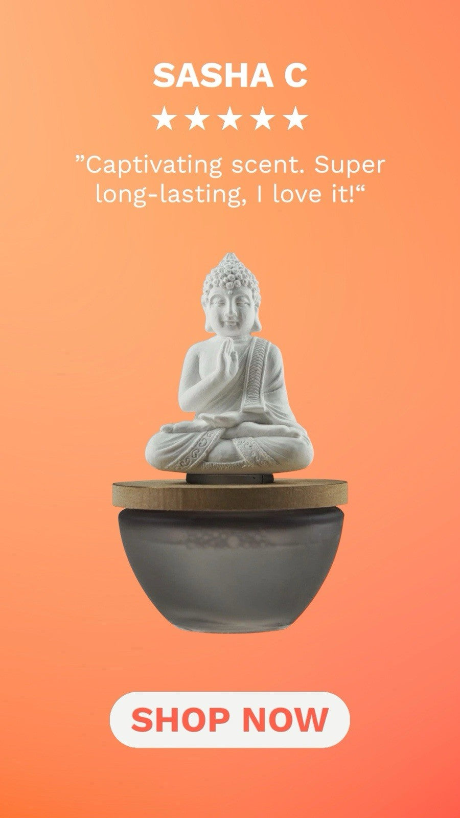 Buddha Aroma Diffuser Gift | Bamboo & White Tea | 100ml Reed Diffuser Figurine | 15cm