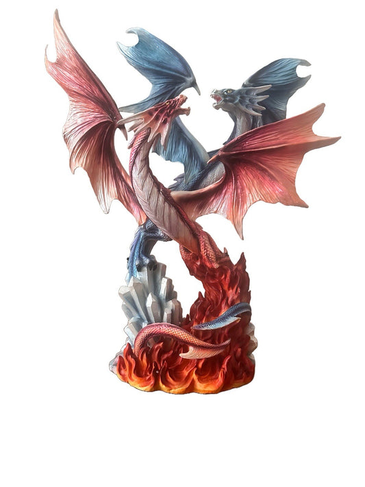 Nemesis Now Red Blue Fantasy Statue 38cm | Twin Dance of Elements Dragon Ornament