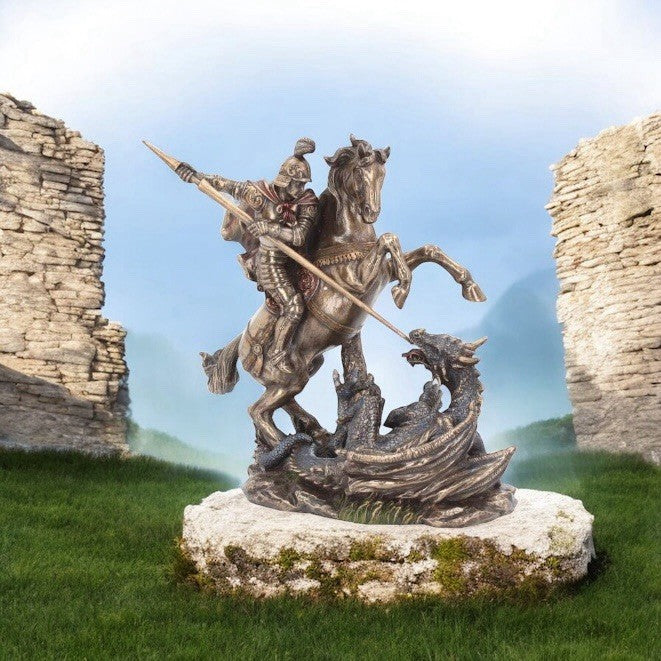 Nemesis Now George and the Dragon Bronze Resin Figurine 23cm | Templar Mythical Sculpture