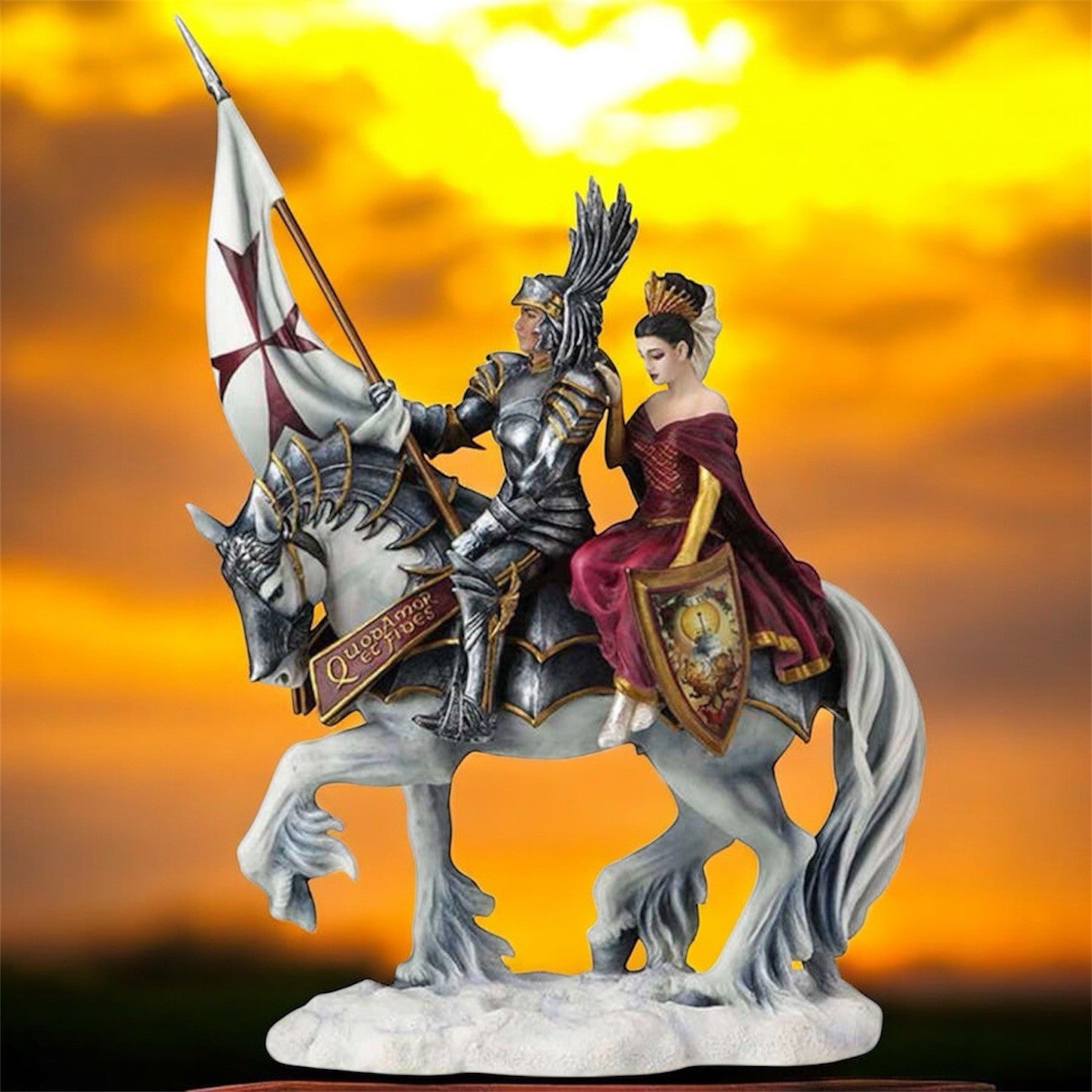Nemesis Now Faith Templar Knight on Horseback Figurine 35cm | Ruth Thompson Historical Sculpture