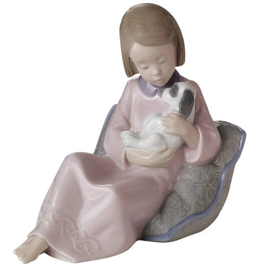 NAO by Lladro True Friends Girl with Dog | Hand-Painted Porcelain Figurine | MPN 02001614 | Made in Spain | New Boxed