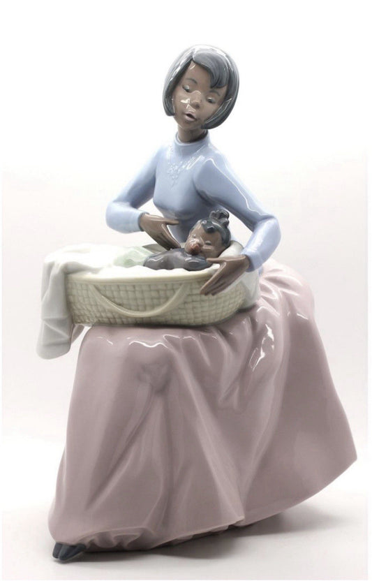 NAO by Lladro Mother's Joy Mom and Baby | Hand-Painted Porcelain Figurine | MPN 02001381 | Made in Spain | New Boxed
