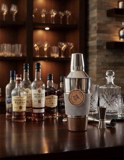 Retro Art Deco Crystal Cocktail Shaker 26cm | Diamanté Stainless Steel | Glamorous Home Bar Gift