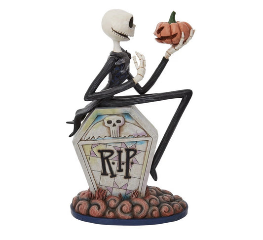 Disney Traditions The Pumpkin King Jack Skellington on Gravestone Figurine | Jim Shore | 6010866 | New