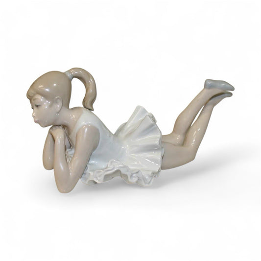 NAO by Lladro Pensive Ballet Ballerina | Hand-Painted Porcelain Figurine | Made in Spain | New Boxed