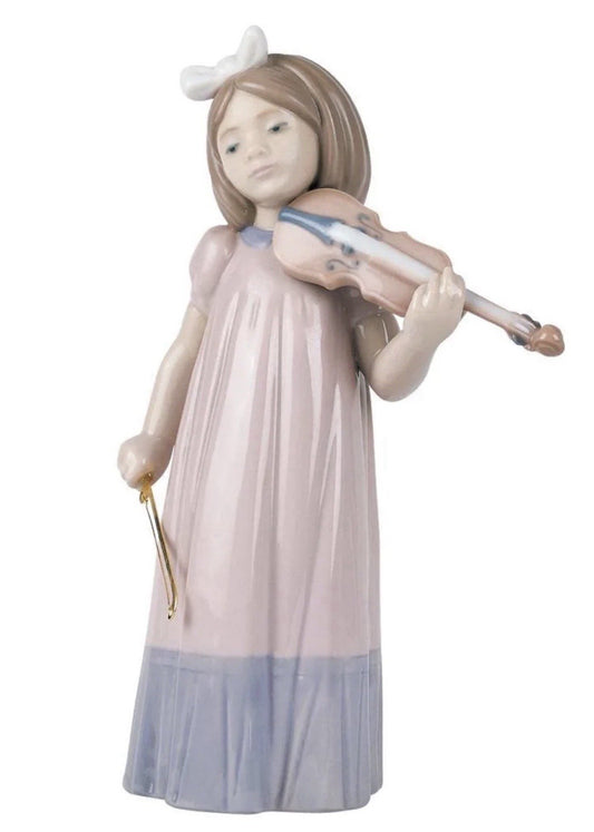 NAO by Lladro Girl with Violin | Hand-Painted Porcelain Figurine | MPN 02001034 | Made in Spain | New Boxed