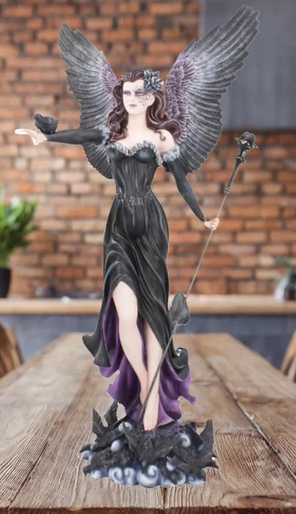 Maeven Raven Fairy Queen Figurine 78.5cm | Nemesis Now Gothic Angel Sculpture
