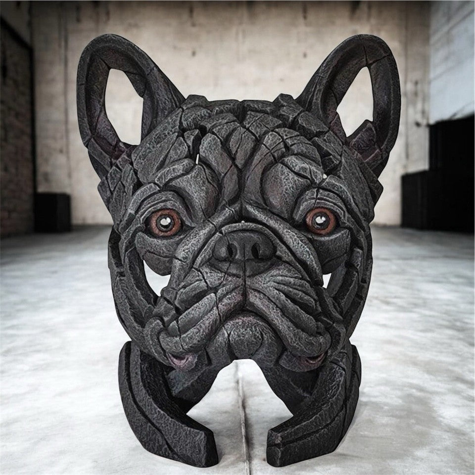 French Bulldog Bust Blue Sculpture | Edge Sculpture Matt Buckley Hand-Painted Marble Resin 31cm