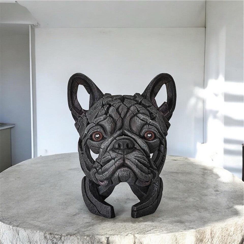 French Bulldog Bust Blue Sculpture | Edge Sculpture Matt Buckley Hand-Painted Marble Resin 31cm