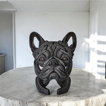 French Bulldog Bust Blue Sculpture | Edge Sculpture Matt Buckley Hand-Painted Marble Resin 31cm