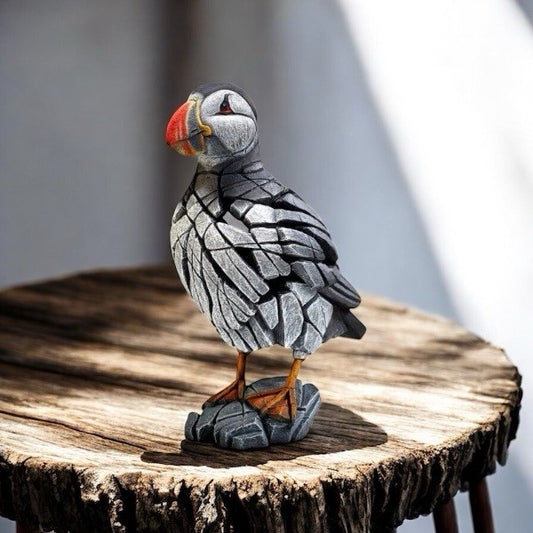 Edge Sculpture Puffin Figurine | Matt Buckley Hand-Painted Contemporary Bird Sculpture 35cm