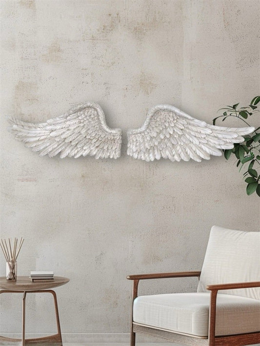 Angel Wings Wall Hanging | 120cm Wingspan | Antique Silver Resin | 27.5cm Height | New
