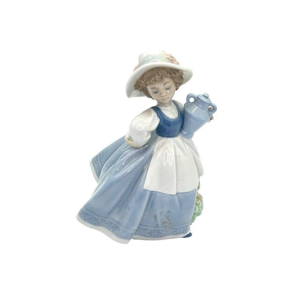 NAO by Lladro Country Lady Girl with Jug | Hand-Painted Porcelain Figurine | 02000493 | Made in Spain | New Boxed