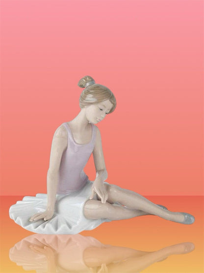NAO by Lladro Dancer Rested Porcelain Ballerina | Hand-Painted Porcelain Figurine | MPN 02001175 | Made in Spain | New Boxed